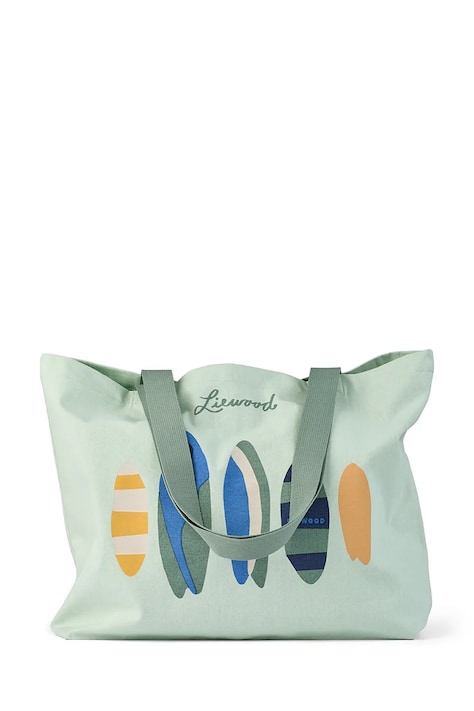 Liewood borsa a mano in cotone Big Totebag colore verde LW14796