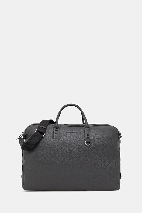 Tommy Hilfiger torba skórzana kolor szary AM0AM14035