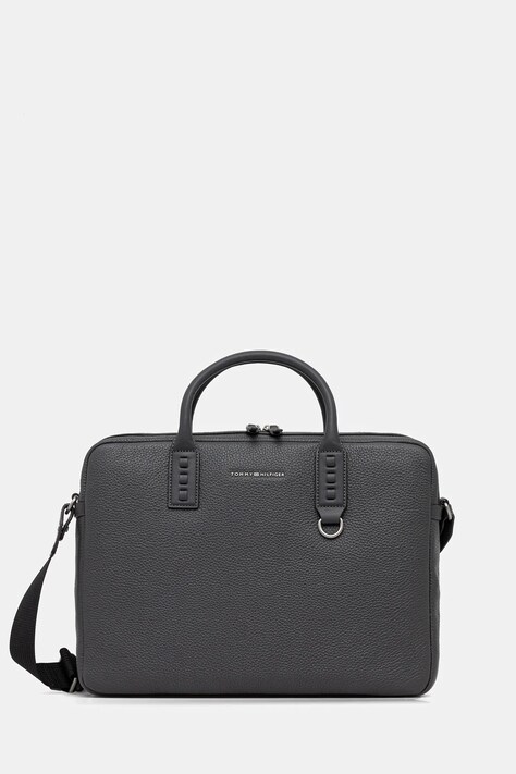 Tommy Hilfiger torba na laptopa skórzana kolor szary AM0AM14072