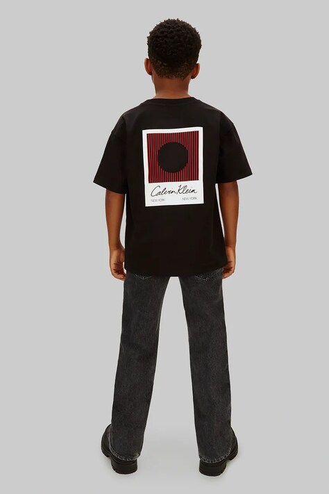 Calvin Klein Jeans t-shirt dziecięcy kolor czarny gładki IB0IB02607