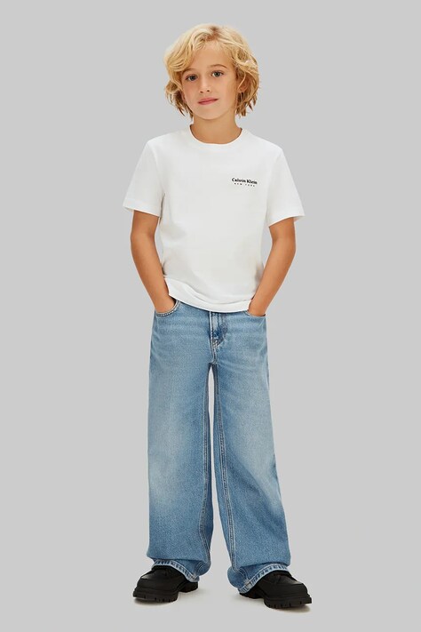 Calvin Klein Jeans t-shirt bawełniany dziecięcy kolor biały gładki IB0IB02608