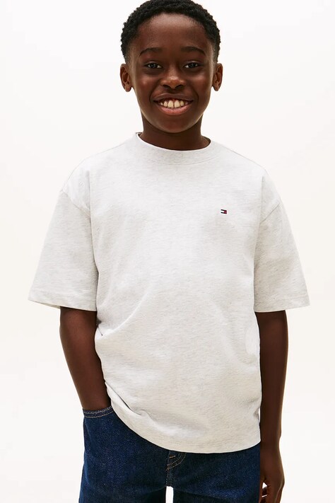 Tommy Hilfiger t-shirt bawełniany dziecięcy kolor szary gładki KB0KB09646