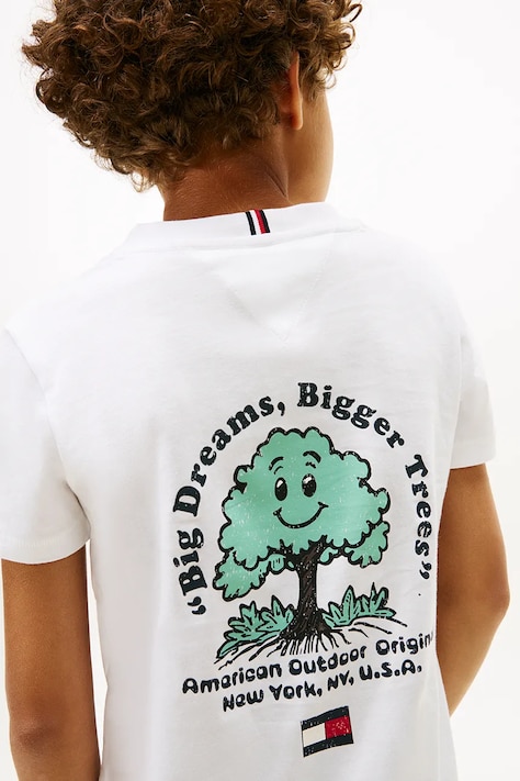 Tommy Hilfiger t-shirt bawełniany dziecięcy kolor biały z nadrukiem KB0KB10054