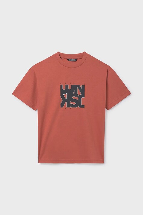 Mayoral t-shirt bawełniany dziecięcy kolor pomarańczowy z nadrukiem 840