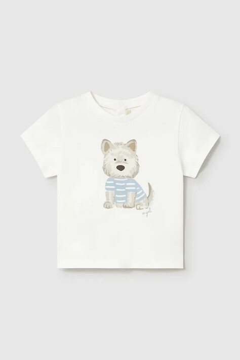 Παιδικό βαμβακερό μπλουζάκι Mayoral χρώμα: άσπρο, 1001