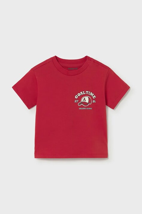 Mayoral t-shirt bawełniany dziecięcy kolor czerwony z nadrukiem 1007