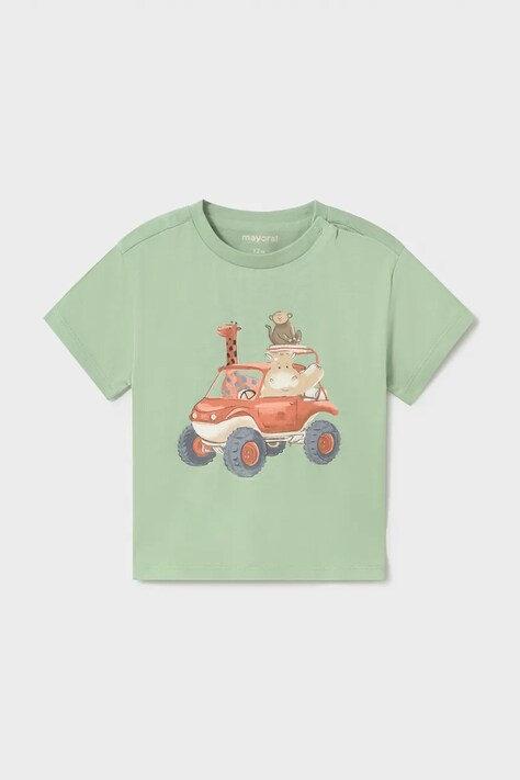Mayoral t-shirt bawełniany dziecięcy kolor zielony z nadrukiem 1010