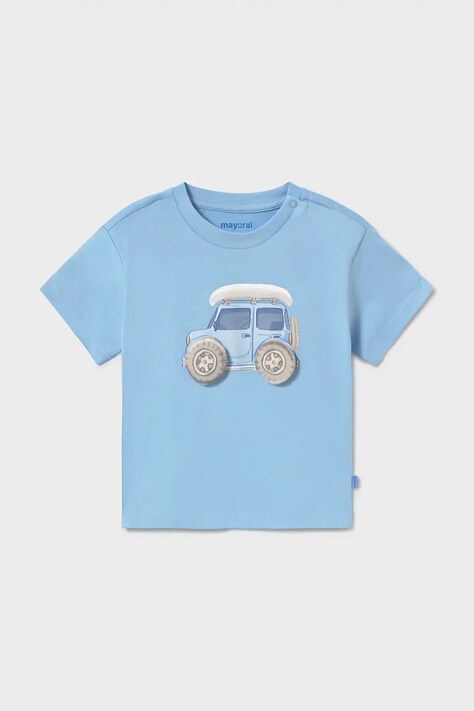 Mayoral t-shirt bawełniany dziecięcy kolor niebieski z nadrukiem 1011