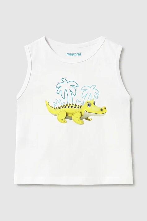 Mayoral t-shirt dziecięcy kolor biały z nadrukiem 1018