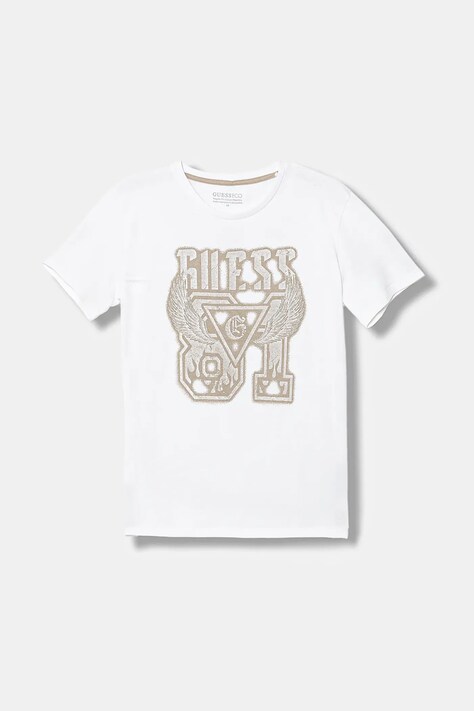 Guess t-shirt bawełniany dziecięcy kolor biały z nadrukiem L6RI01 K8HM4