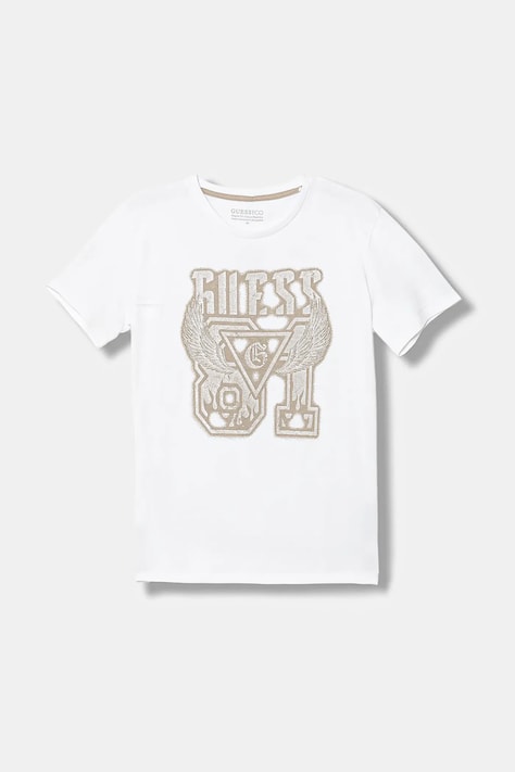 Guess t-shirt bawełniany dziecięcy kolor biały z nadrukiem L6RI01 K8HM4