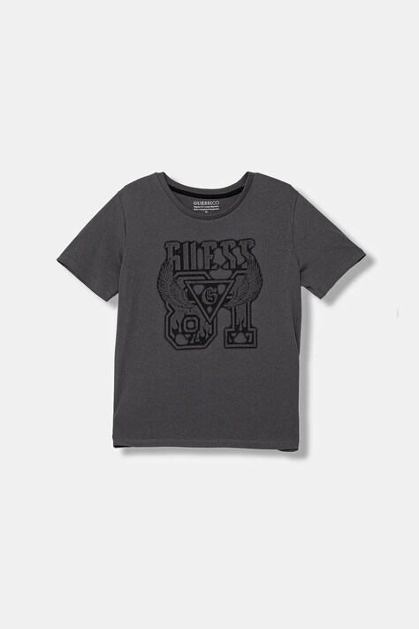 Guess t-shirt bawełniany dziecięcy kolor szary z nadrukiem L6RI01 K8HM4