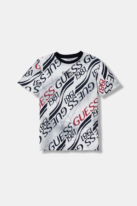 Guess t-shirt bawełniany dziecięcy kolor granatowy wzorzysty L6RI04 K8HM4