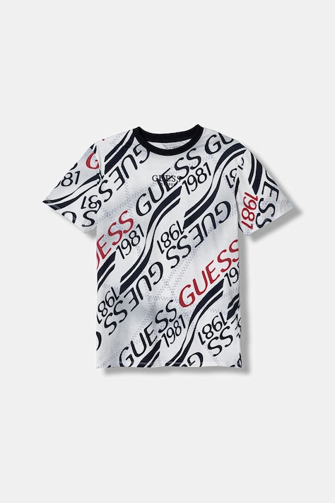 Guess t-shirt bawełniany dziecięcy kolor granatowy wzorzysty L6RI04 K8HM4