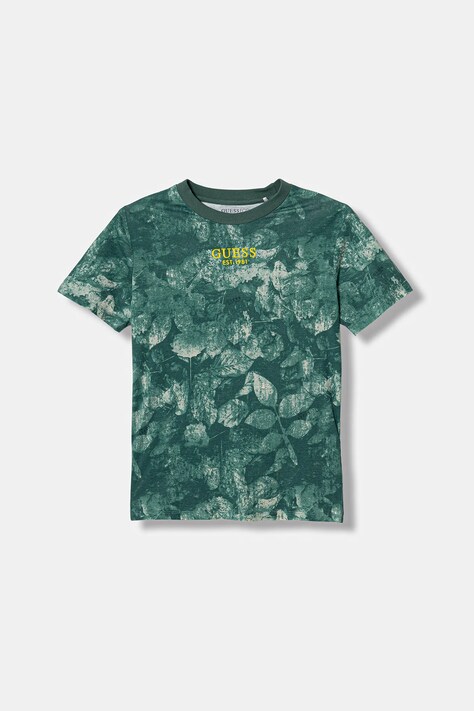 Guess t-shirt bawełniany dziecięcy kolor zielony wzorzysty L6RI04 K8HM4