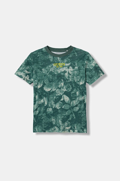 Guess t-shirt bawełniany dziecięcy kolor zielony wzorzysty L6RI04 K8HM4