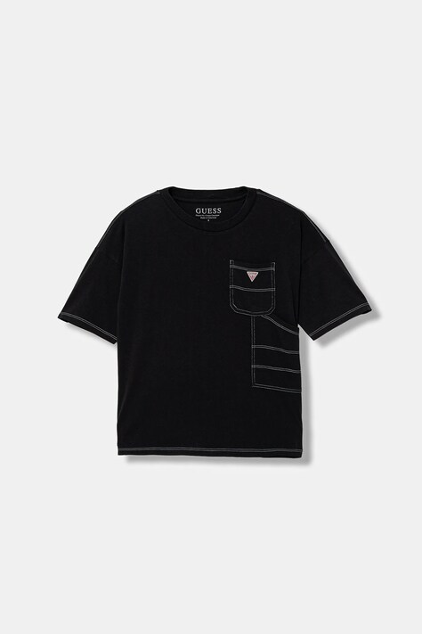 Guess t-shirt bawełniany dziecięcy kolor czarny gładki L6RI07 K8HM4