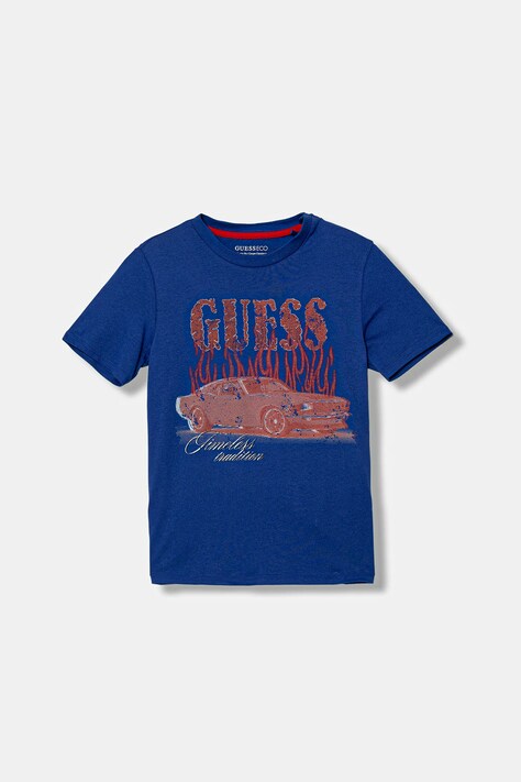 Guess t-shirt bawełniany dziecięcy kolor fioletowy z nadrukiem L6RI08 K8HM4