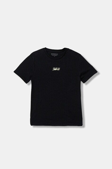 Guess t-shirt bawełniany dziecięcy kolor czarny z nadrukiem L6RI10 K8HM4