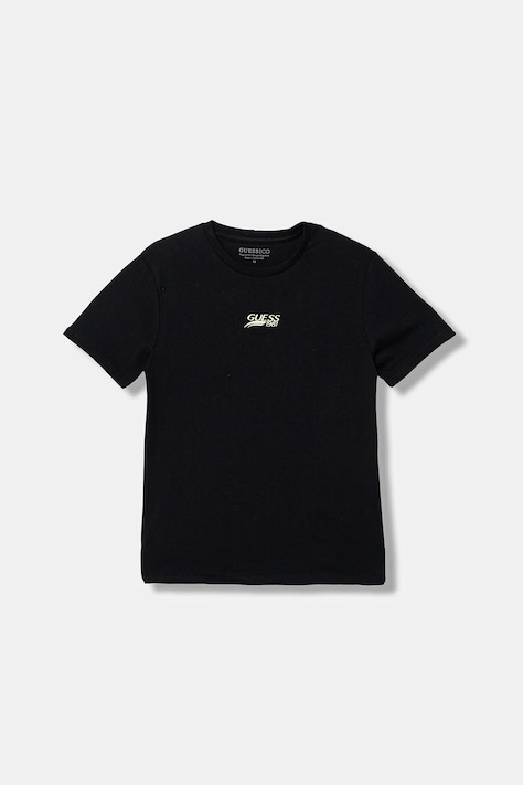 Guess t-shirt bawełniany dziecięcy kolor czarny z nadrukiem L6RI10 K8HM4
