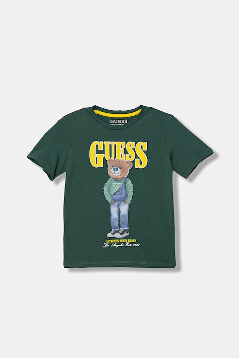 Guess t-shirt bawełniany dziecięcy kolor zielony z nadrukiem L6RI11 K8HM4