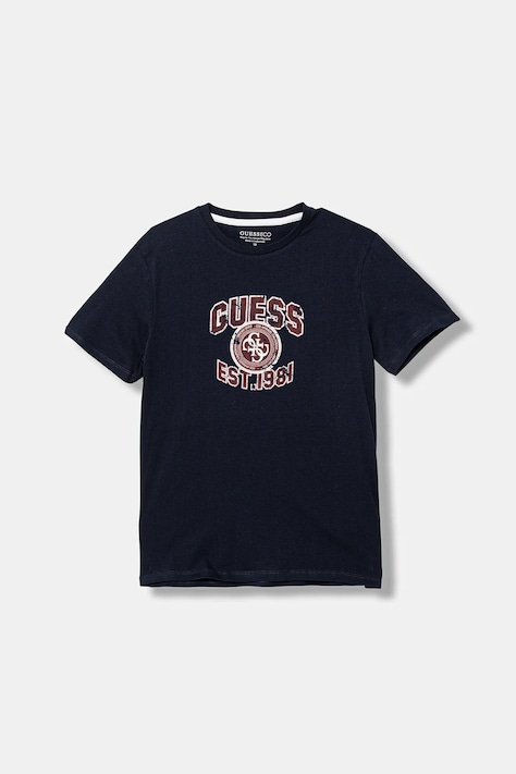 Guess t-shirt bawełniany dziecięcy kolor granatowy z nadrukiem L6RI13 K8HM4