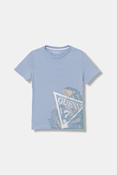 Guess t-shirt bawełniany dziecięcy kolor niebieski z nadrukiem L6RI14 K8HM4
