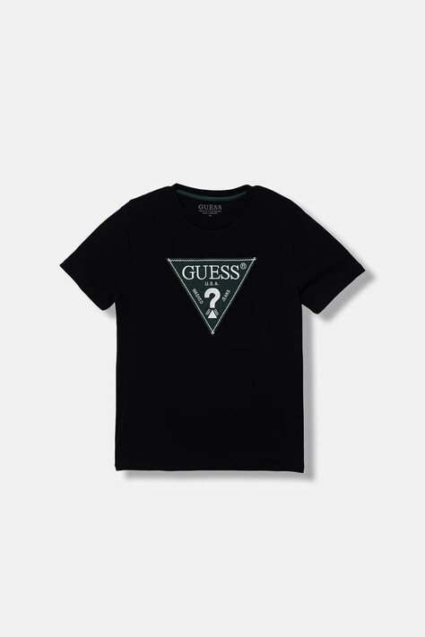 Guess T-shirt dziecięcy bawełniany czarny L6RI15 K8HM4