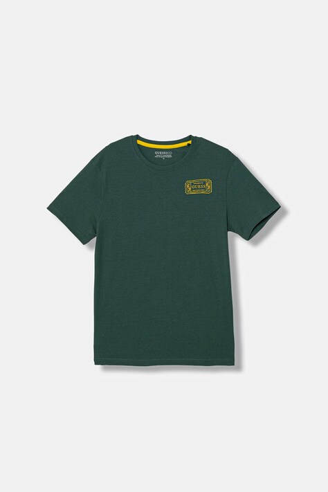 Guess t-shirt bawełniany dziecięcy kolor zielony z nadrukiem L6RI20 K8HM4