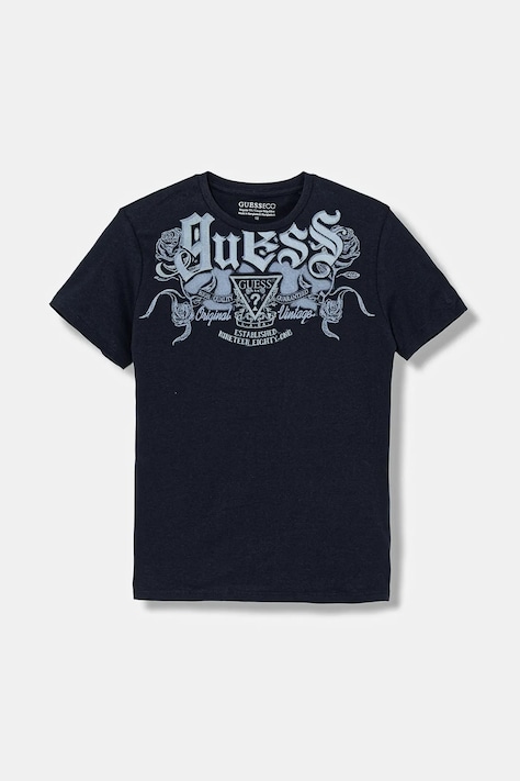 Guess t-shirt bawełniany dziecięcy kolor granatowy z nadrukiem L6RI21 K8HM4