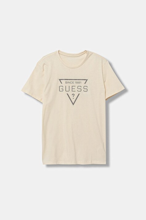 Guess t-shirt bawełniany dziecięcy kolor beżowy z nadrukiem L6RI30 I3Z14