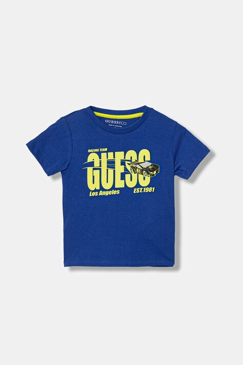 Guess t-shirt bawełniany dziecięcy kolor fioletowy z nadrukiem N6RI00 K8HM4
