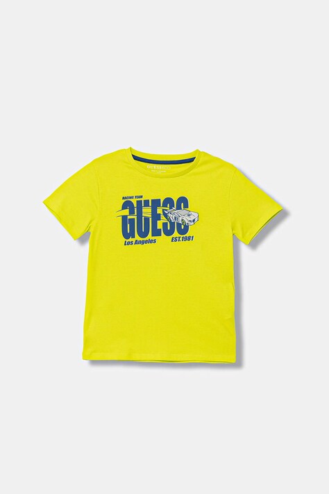 Guess t-shirt bawełniany dziecięcy kolor zielony z nadrukiem N6RI00 K8HM4