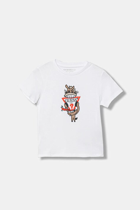 Guess t-shirt bawełniany dziecięcy kolor biały z nadrukiem N6RI03 K8HM4