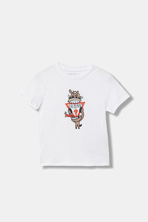 Guess t-shirt bawełniany dziecięcy kolor biały z nadrukiem N6RI03 K8HM4