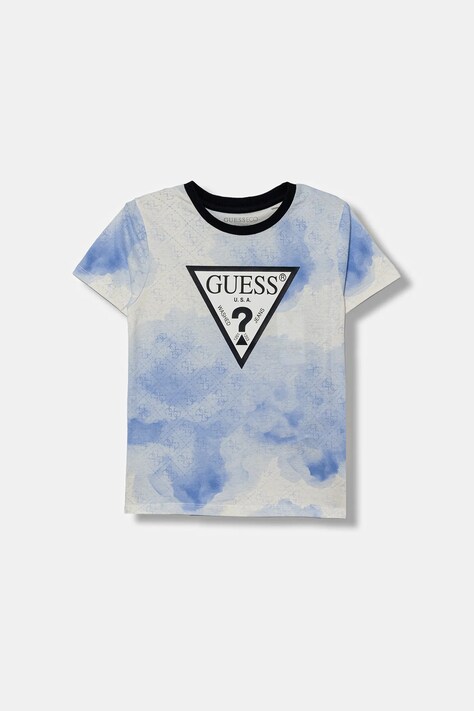 Guess t-shirt bawełniany kolor niebieski wzorzysty N6RI04 K8HM4