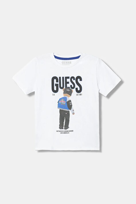 Guess t-shirt bawełniany dziecięcy kolor biały z nadrukiem N6RI05 K8HM4