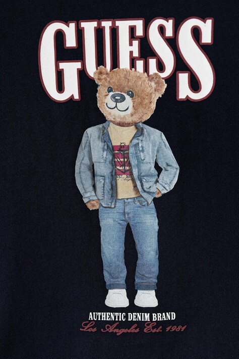 Дитяча бавовняна футболка Guess — SS26-TSB02S, темно-синій — фото 3