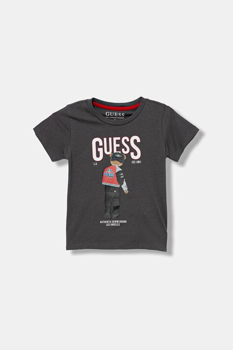 Guess t-shirt bawełniany dziecięcy kolor szary z nadrukiem N6RI05 K8HM4