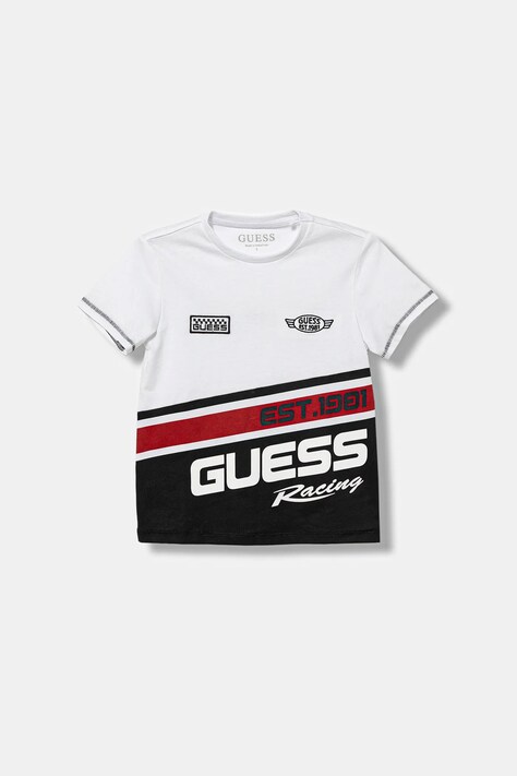 Guess t-shirt bawełniany dziecięcy kolor biały z nadrukiem N6RI06 K8HM4