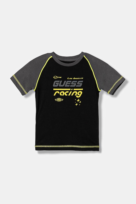 Guess t-shirt bawełniany dziecięcy kolor czarny z nadrukiem N6RI08 K8HM4