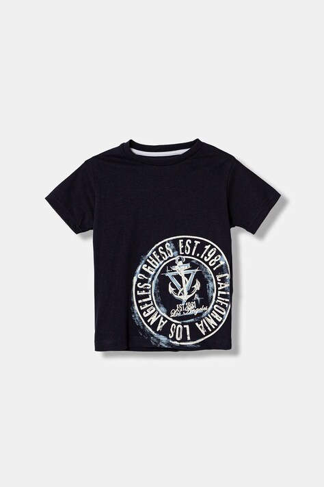 Guess t-shirt bawełniany dziecięcy kolor granatowy z nadrukiem N6RI10 K8HM4