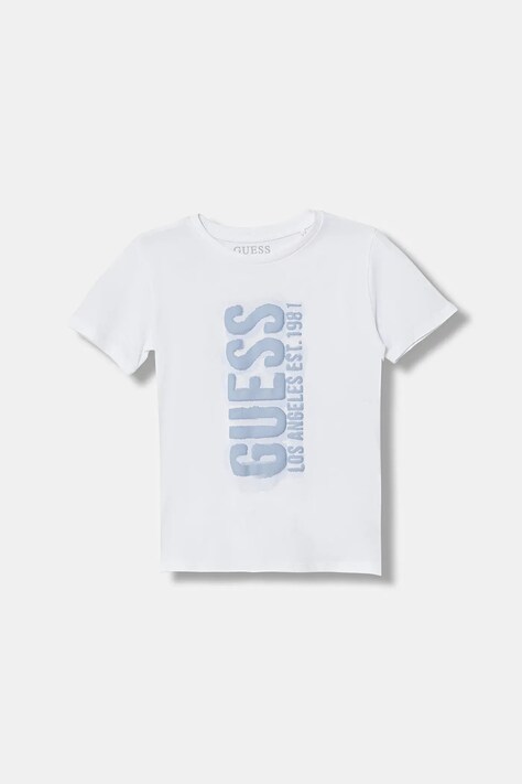 Guess t-shirt bawełniany niemowlęcy kolor biały z aplikacją N6RI11 K8HM4
