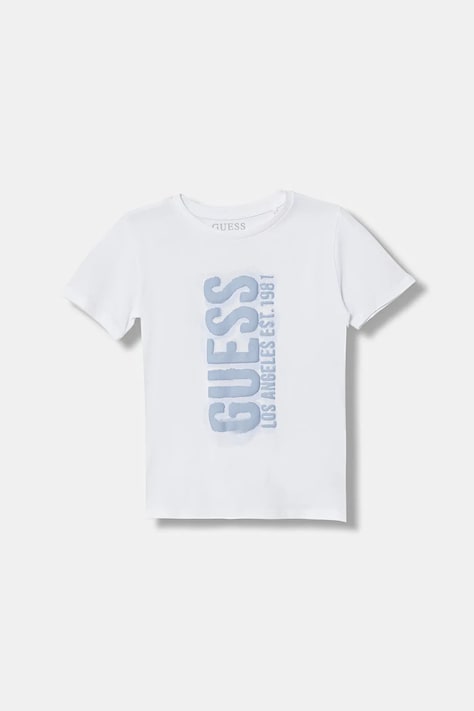 Guess t-shirt bawełniany niemowlęcy kolor biały z aplikacją N6RI11 K8HM4