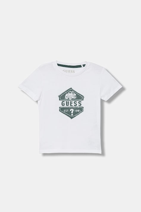 Guess t-shirt bawełniany dziecięcy kolor biały z nadrukiem N6RI18 K8HM4