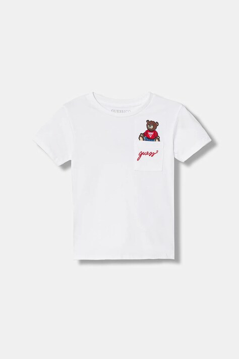 Guess t-shirt bawełniany dziecięcy kolor biały z aplikacją N6RI25 I3Z14