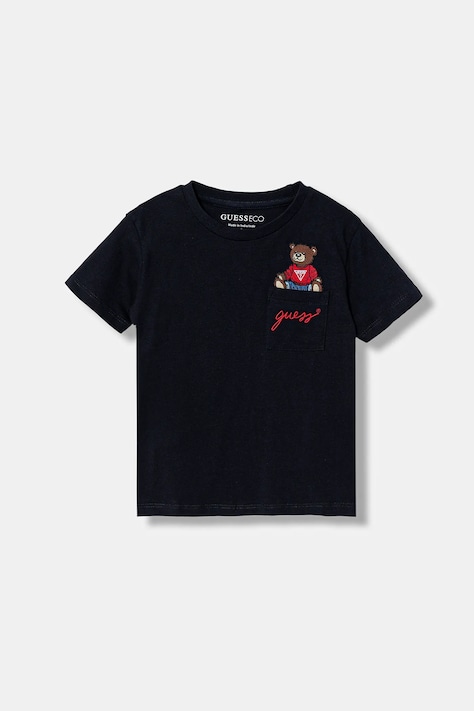 Guess t-shirt bawełniany dziecięcy kolor granatowy z aplikacją N6RI25 I3Z14