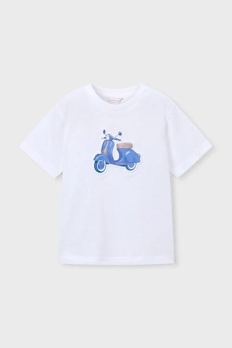 Παιδικό βαμβακερό μπλουζάκι Mayoral χρώμα: άσπρο, 3059