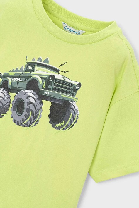 Mayoral t-shirt bawełniany dziecięcy kolor zielony z nadrukiem 3069