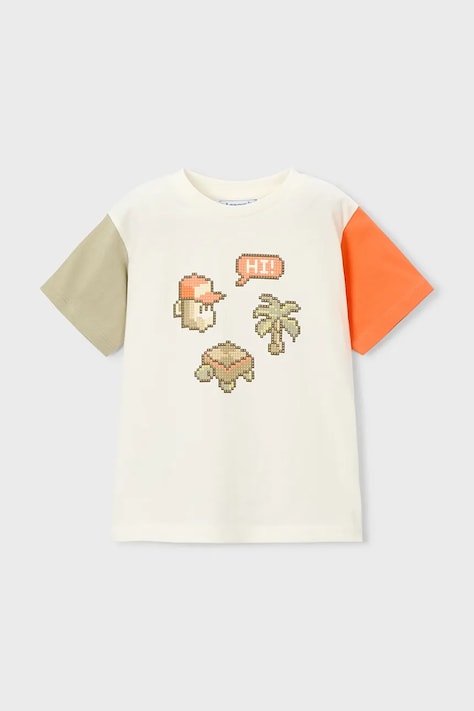 Παιδικό βαμβακερό μπλουζάκι Mayoral χρώμα: άσπρο, 3076